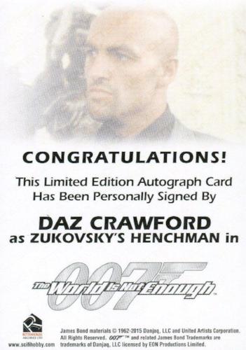 James Bond Archives Final Edition 2017 Daz Crawford Autograph Card   - TvMovieCards.com