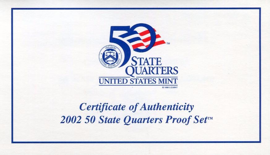 United States Mint 50 State Quarters Proof Coin Set 2002   - TvMovieCards.com