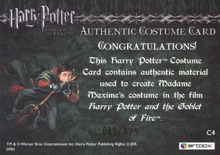 Harry Potter Goblet of Fire Update Madame Maxime Costume Card HP C4 #085/825   - TvMovieCards.com