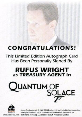 James Bond Archives Final Edition 2017 Rufus Wright Autograph Card   - TvMovieCards.com