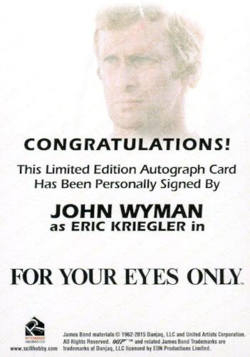James Bond Archives Final Edition 2017 John Wyman Autograph Card   - TvMovieCards.com