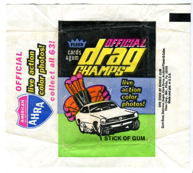 Official Drag Champs 1972 Fleer Vintage Bubble Gum Trading Card Wrapper #2   - TvMovieCards.com