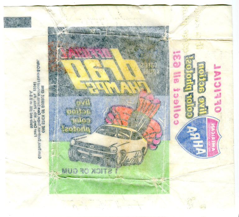 Official Drag Champs 1972 Fleer Vintage Bubble Gum Trading Card Wrapper #2   - TvMovieCards.com