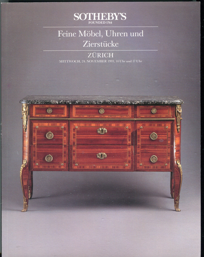 Sothebys Auction Catalog Nov 24 1993 Feine Mobel Uhren and Zierstucke   - TvMovieCards.com