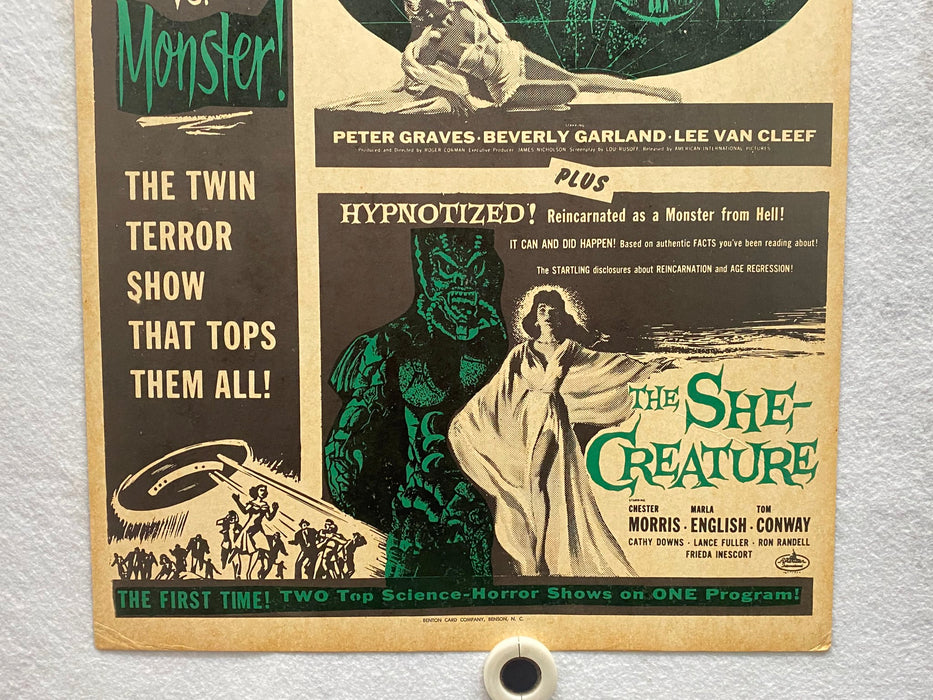1956 It Conquered the World/The She-Creature Combo Window Card 14 x 22 Poster   - TvMovieCards.com