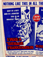 I Was A Teenage Frankenstein / Blood of Dracula Combo Window Card 14 x 22 Poster   - TvMovieCards.com