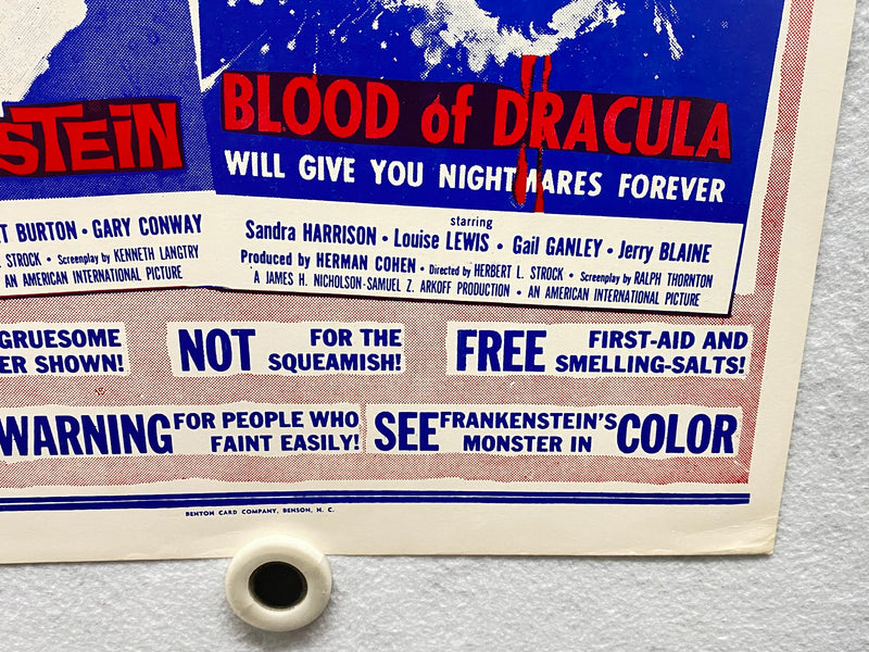 I Was A Teenage Frankenstein / Blood of Dracula Combo Window Card 14 x 22 Poster   - TvMovieCards.com