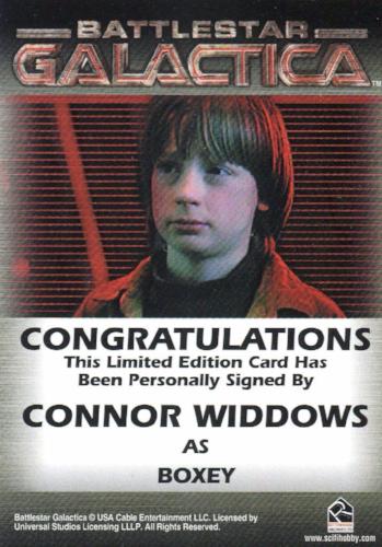 Battlestar Galactica Premiere Edition Connor Widdows Autograph Card   - TvMovieCards.com