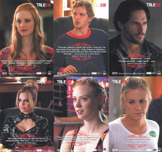 True Blood Archives Quotable Chase Card Set Q11 thru Q22   - TvMovieCards.com