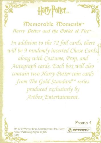 Harry Potter Memorable Moments Gold Foil Promo Card Promo 4   - TvMovieCards.com