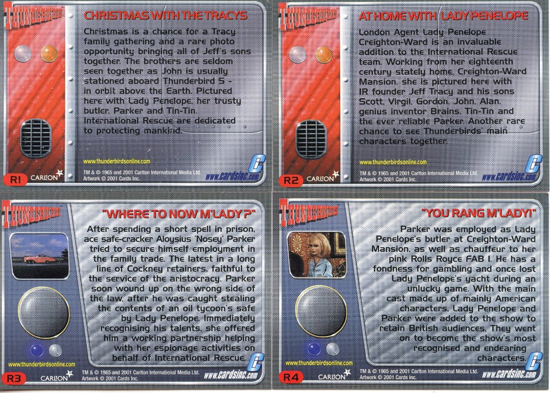 Thunderbirds Premium 4 Ultra Rare Chase Card set R1 - R4 Cards Inc. 2001. - TvMovieCards.com