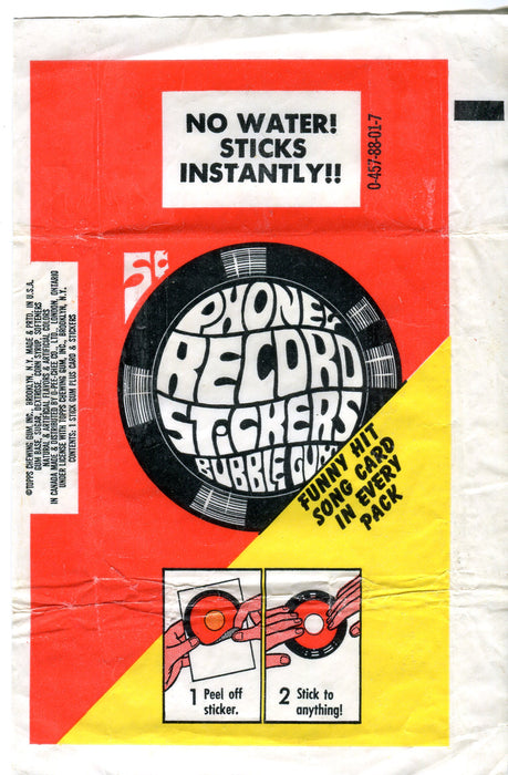 Phone Record Stickers 1967 Topps Vintage 5 Cent Bubble Gum Trading Card Wrapper   - TvMovieCards.com