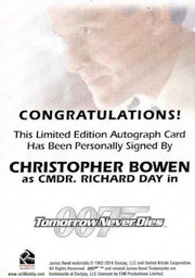 James Bond Archives Final Edition 2017 Christopher Bowen Autograph Card   - TvMovieCards.com