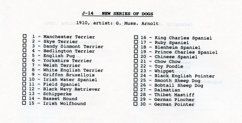 New Series of Dogs 30 Card Soda Set 1910 J14 JOHN DWIGHT Church Arm & Hammer   - TvMovieCards.com