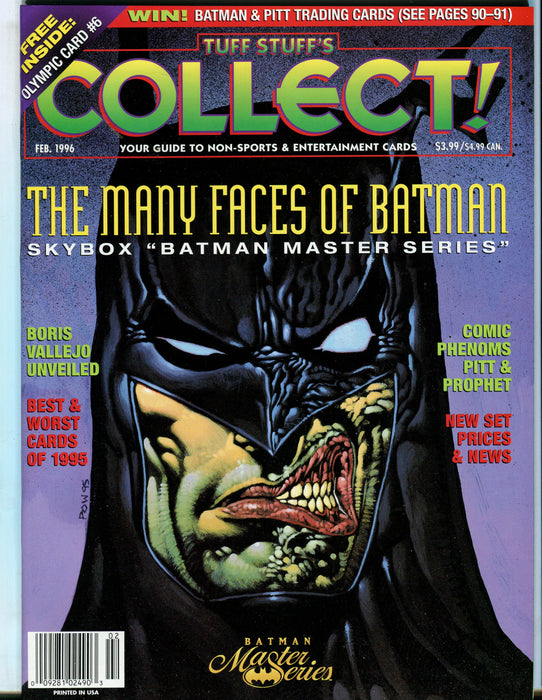Tuff Stuff's Collect! Magazine Jan 1993 - Sept 1999 (72 Issues) You Pick! February 1996  - TvMovieCards.com