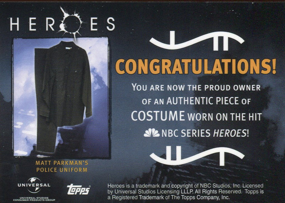 Heroes Volume 1 Matt Parkman Police Uniform Costume Card Topps 2008   - TvMovieCards.com