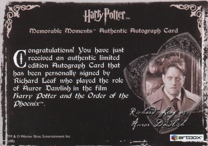 Harry Potter Memorable Moments 2 Richard Leaf Autograph Card   - TvMovieCards.com