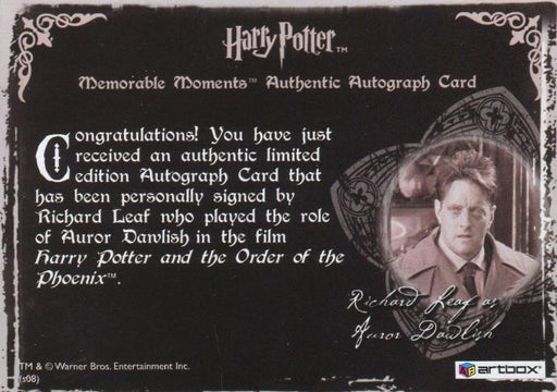Harry Potter Memorable Moments 2 Richard Leaf Autograph Card   - TvMovieCards.com