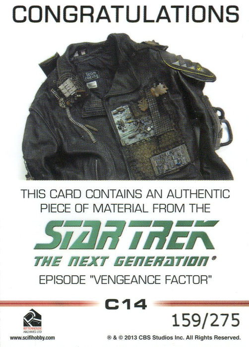 Star Trek TNG Heroes & Villains Costume Relic Card Chorgan C14 159/275   - TvMovieCards.com