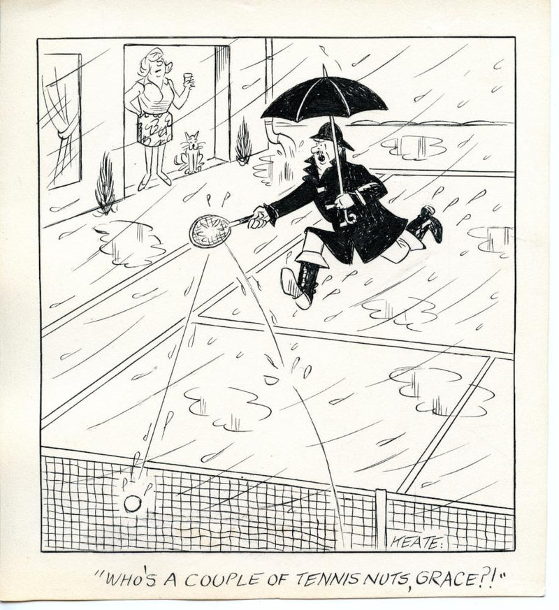 Jeff Keate Time Out Comic Strip Original Art  Tennis  (Couple of Tennis Nuts)   - TvMovieCards.com