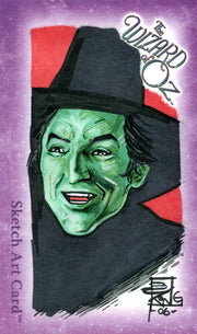 Wizard of Oz Brian Kong (3" x 5") Autograph Sketch Card Wicked Witch   - TvMovieCards.com