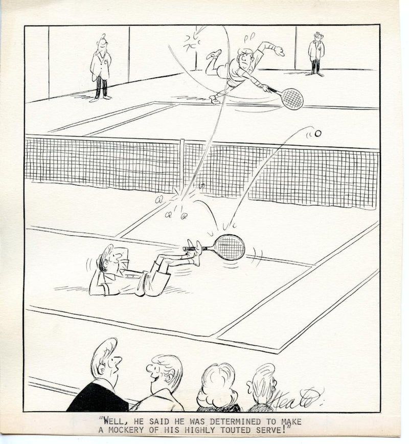 Jeff Keate Time Out Comic Strip Original Art  Tennis  (Highly Touted Serve)   - TvMovieCards.com