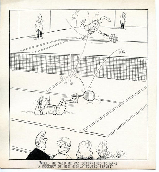 Jeff Keate Time Out Comic Strip Original Art  Tennis  (Highly Touted Serve)   - TvMovieCards.com