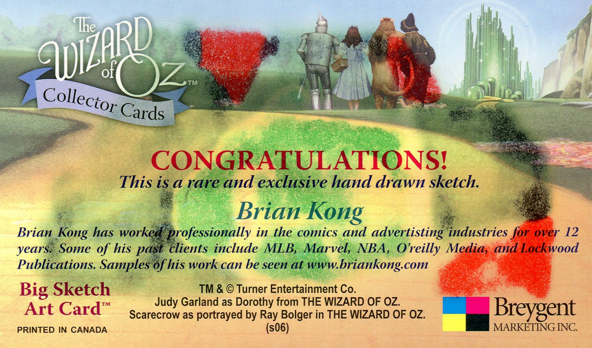 Wizard of Oz Brian Kong (3" x 5") Autograph Sketch Card Wicked Witch   - TvMovieCards.com