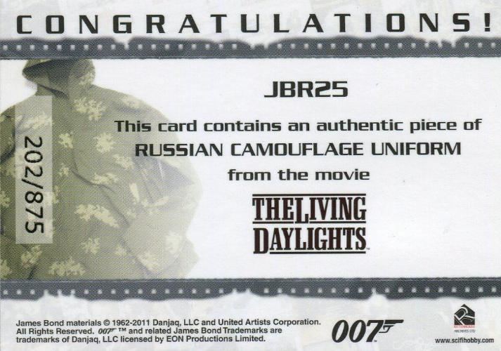 James Bond Mission Logs Russian Uniform Relic Costume Card JBR25 #202/875   - TvMovieCards.com