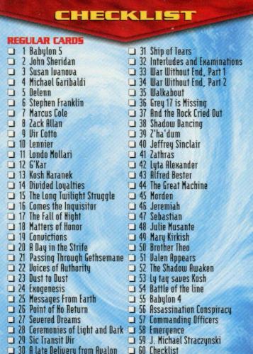 Babylon 5 Base Trading Card Set 60 Cards 1996 Fleer/Skybox   - TvMovieCards.com