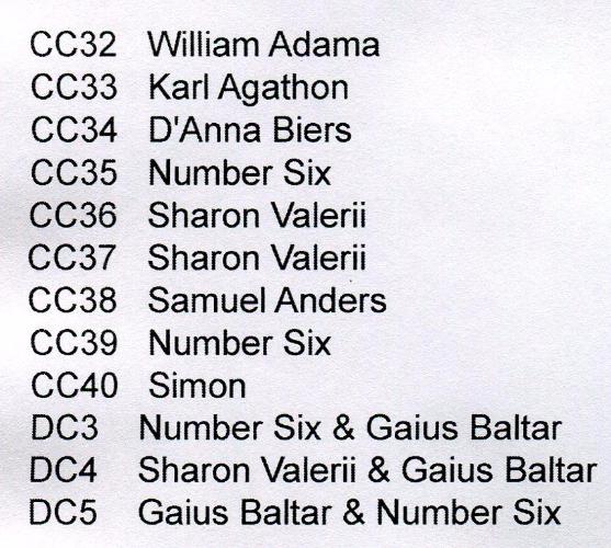Battlestar Galactica Season Three Costume Card Set CC32 - CC40 + DC4 - DC6 - TvMovieCards.com
