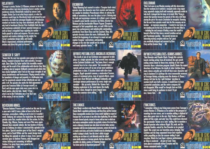 Farscape Season 3 Behind the Scenes Chase Card Set 22 Cards BTS23 - BTS44 - TvMovieCards.com