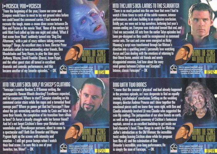Farscape Season 3 Behind the Scenes Chase Card Set 22 Cards BTS23 - BTS44 - TvMovieCards.com