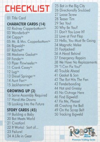 Robots Movie Base Card Set 90 Trading cards Inkworks 2005 - TvMovieCards.com