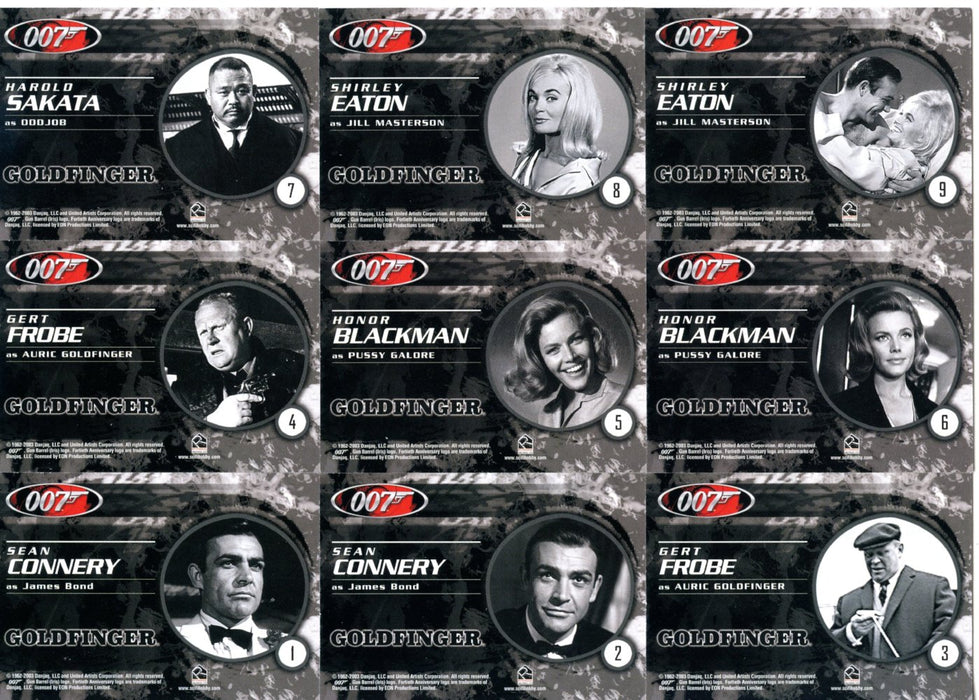 James Bond Goldfinger & From Russia With Love 9 Card Sets 2003   - TvMovieCards.com