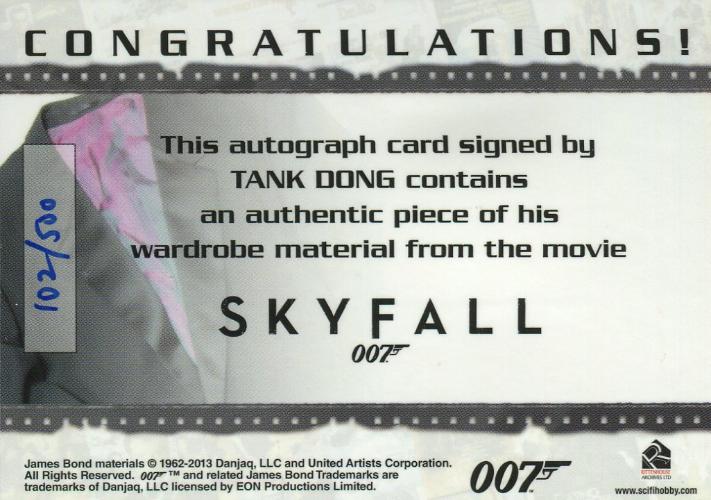 James Bond Archives Final Edition 2017 Tank Dong Autograph Costume Card   - TvMovieCards.com