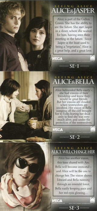 The Twilight Saga: New Moon Seeing Alice Foil Chase Card Set SE-1 thru SE-3   - TvMovieCards.com