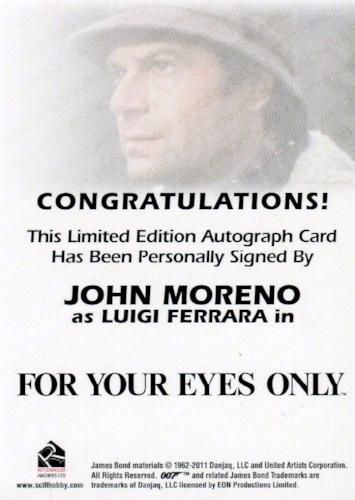 James Bond 50th Anniversary Series One John Moreno Autograph Card   - TvMovieCards.com