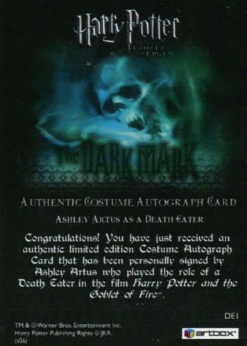Harry Potter Goblet Fire Update Death Eater Artus Autograph Costume Card HP DE1   - TvMovieCards.com