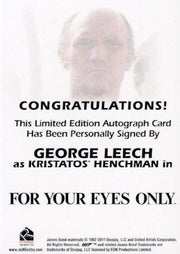 James Bond 50th Anniversary Series One George Leech Autograph Card   - TvMovieCards.com