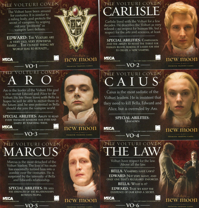 The Twilight Saga: New Moon Volturi Coven Foil Chase Card Set VO-1 thru VO-6   - TvMovieCards.com