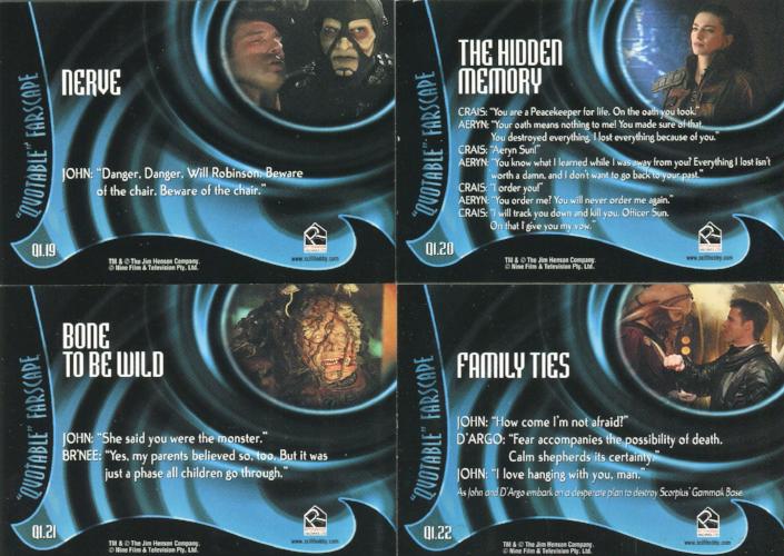 Farscape Through the Wormhole Quotable Farscape Chase Card Set 22 Cards Q1 -Q22 - TvMovieCards.com