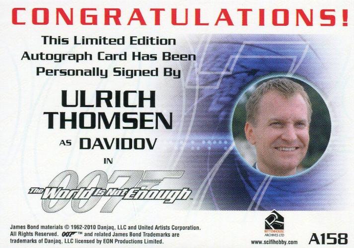 James Bond Mission Logs Ulrich Thomsen as Davidov Autograph Card A158   - TvMovieCards.com