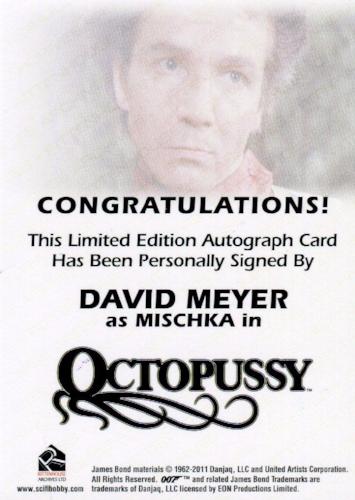 James Bond 50th Anniversary Series One David Meyer Autograph Card   - TvMovieCards.com