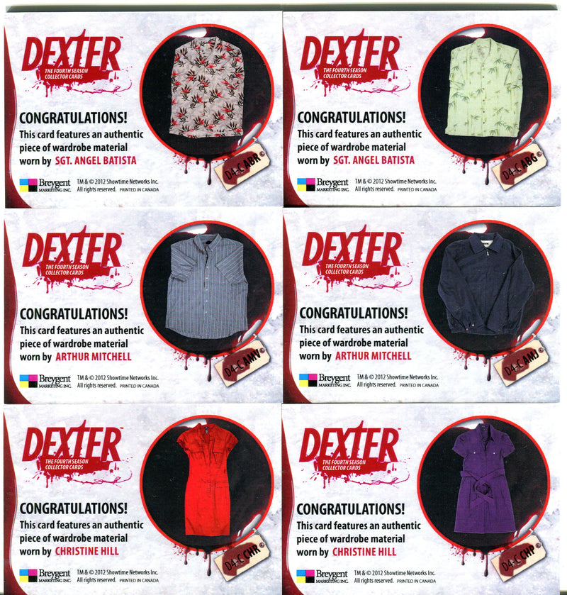 Dexter Season Four Wardrobe Costume Card Set D4-C ABG - D4-C WS DMC   - TvMovieCards.com