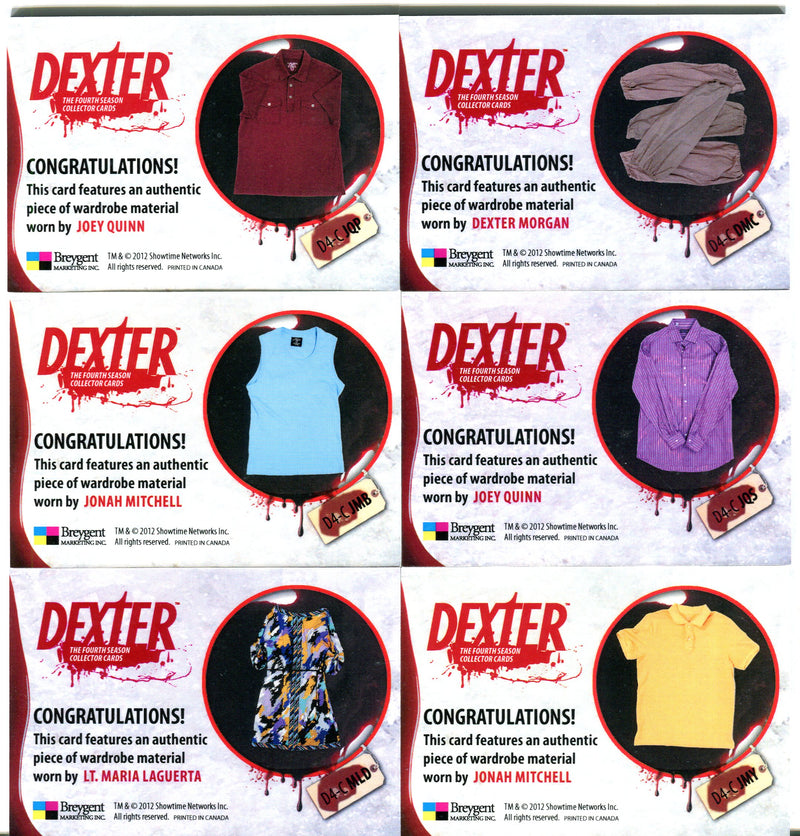 Dexter Season Four Wardrobe Costume Card Set D4-C ABG - D4-C WS DMC   - TvMovieCards.com
