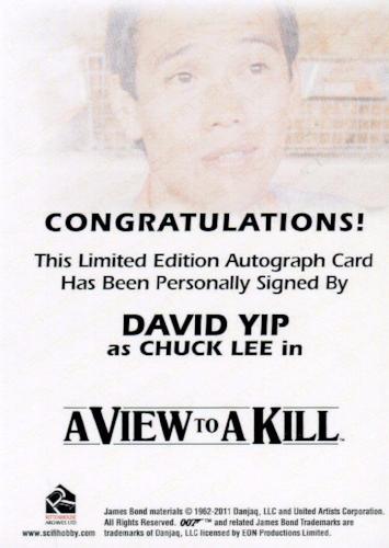 James Bond 50th Anniversary Series One David Yip Autograph Card   - TvMovieCards.com