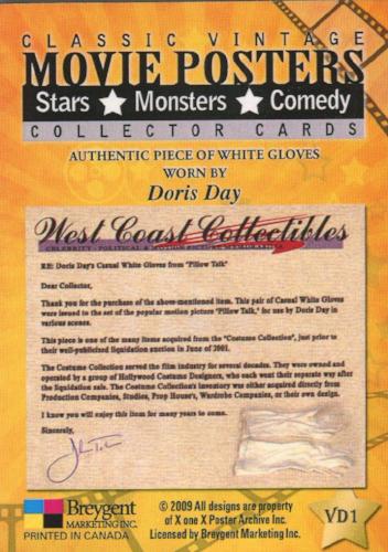 Classic Vintage Movie Posters 2 Doris Day Costume Card VD1 Breygent   - TvMovieCards.com