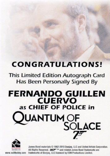 James Bond 50th Anniversary Series One Fernando Guillen Cuervo Autograph Card   - TvMovieCards.com