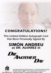 James Bond 50th Anniversary Series One Simon Andreu Autograph Card   - TvMovieCards.com